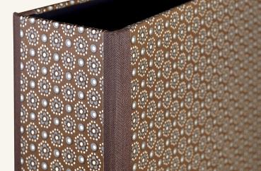 Office binder with brown cover paper and linen edges